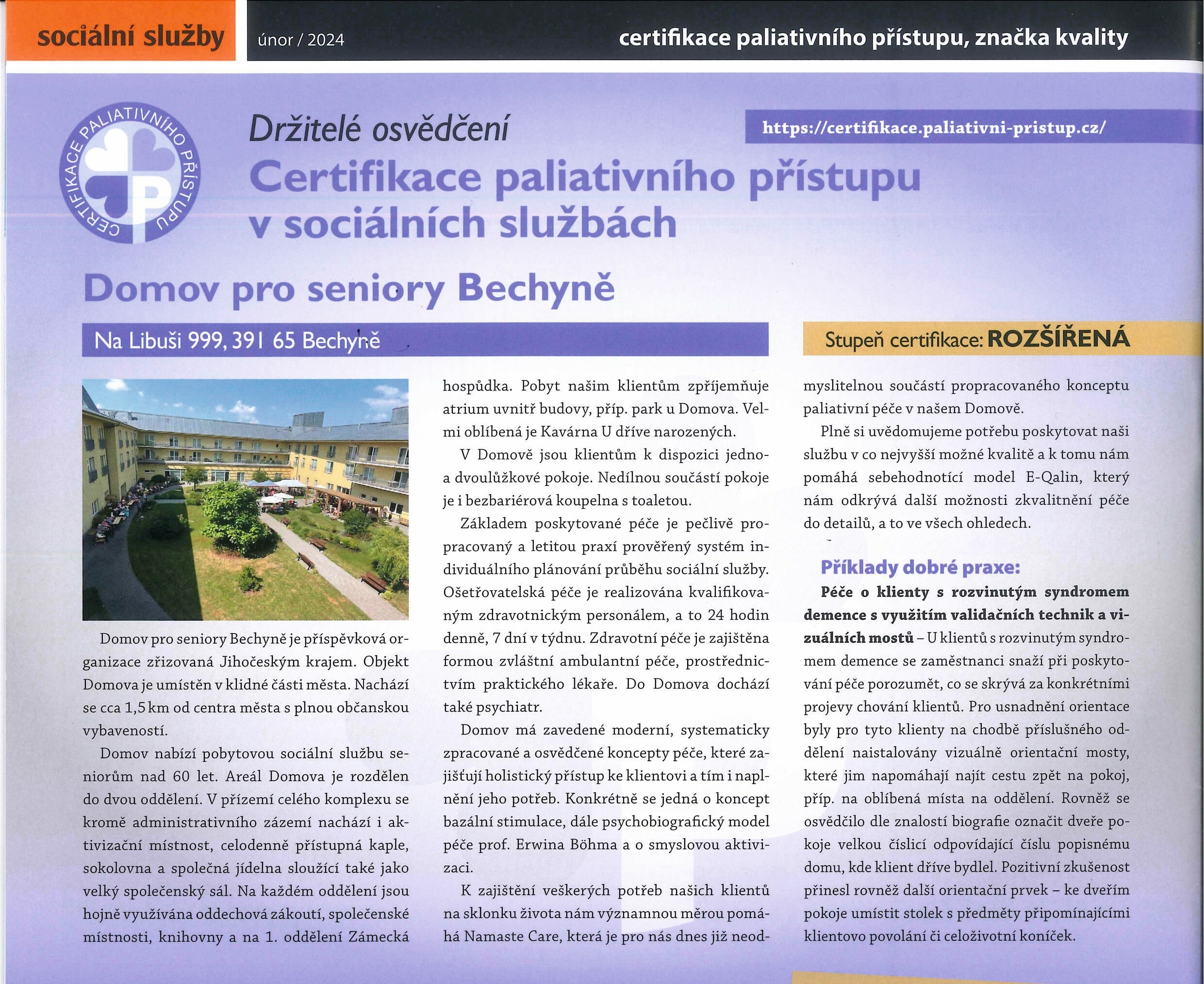 Článek v odborném časopise Sociální služby 