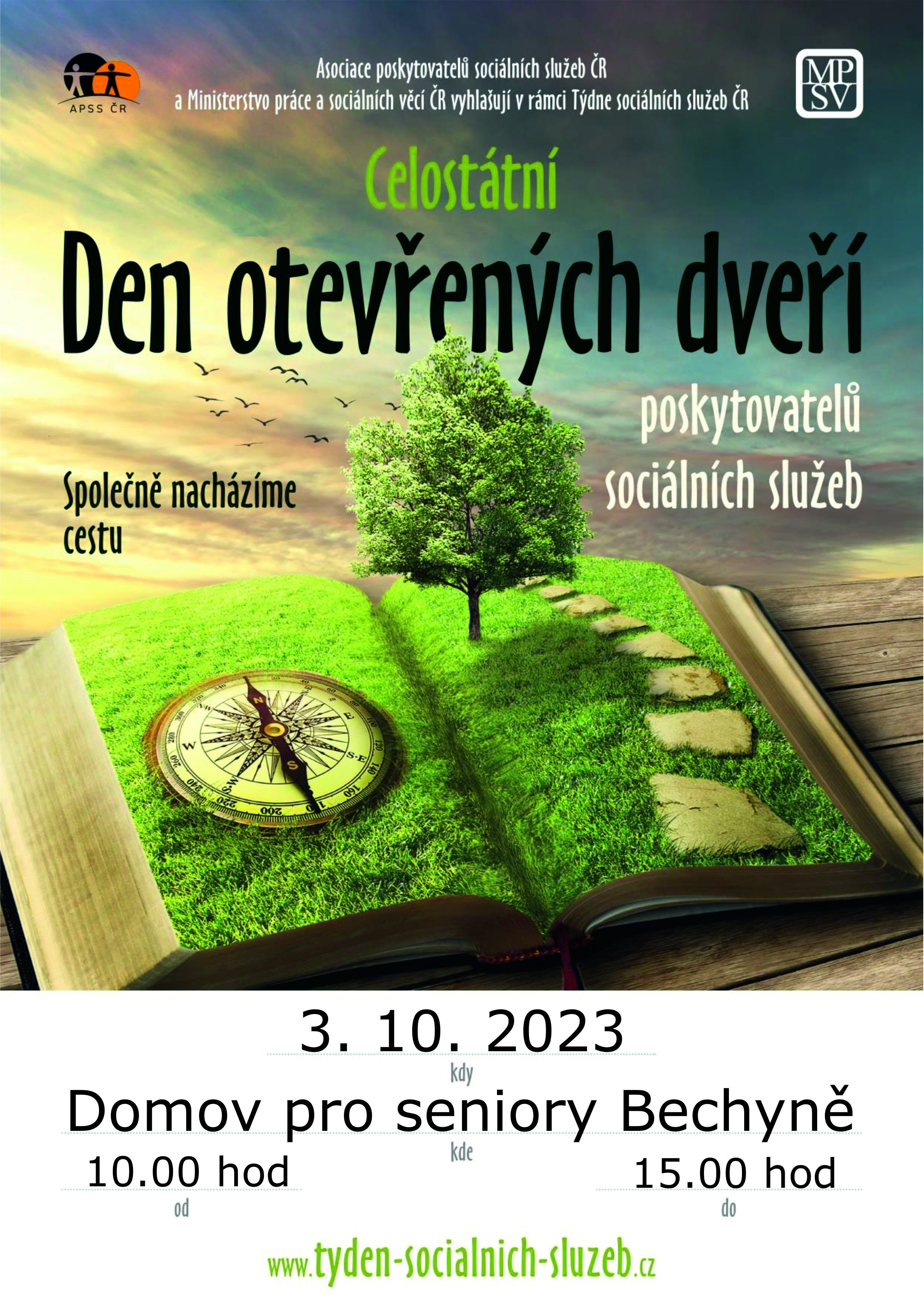 Týden sociálních služeb ČR se letos koná v týdnu 2. – 8. října 2023. Den otevřených dveří v Domově pro seniory Bechyně proběhne 3. 10. 2023 mezi 10.00 - 15.00 hod.
