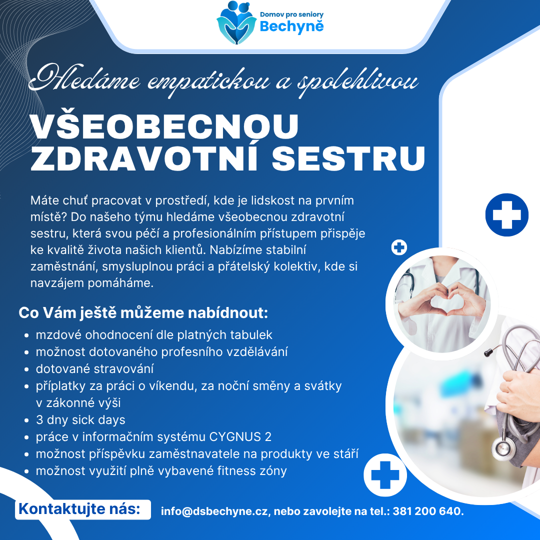 Hledáme posilu do našeho týmu na pozici všeobecná zdravotní sestra
